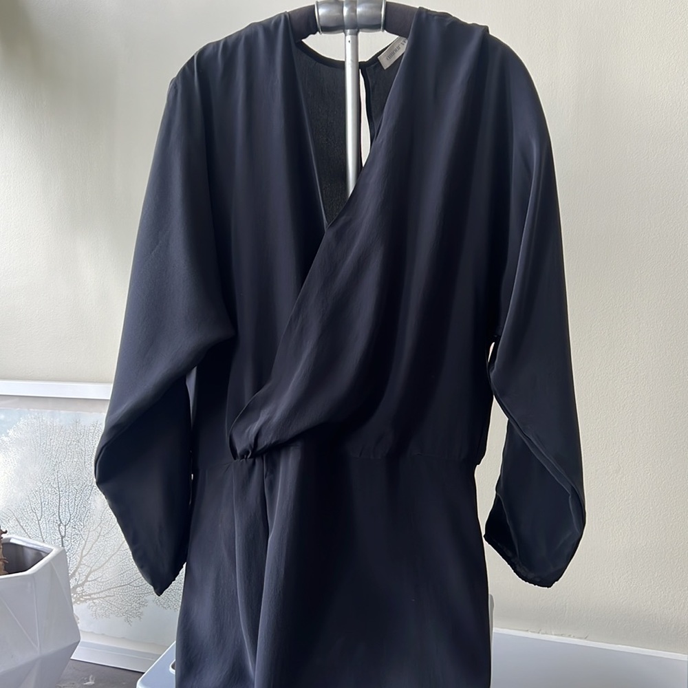 Beautiful silk dress. Vline neck, loose sleeves and a classic piece.